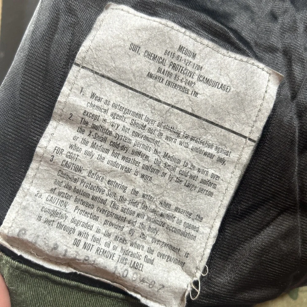 VINTAGE US Army Jacket Mens Medium M Woodland Camo Chemical Protective Lined 80s - Picture 10 of 10